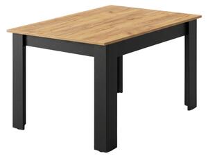 Črna jedilna miza s ploščo v dekorju zlati hrast craft MADO 120x80