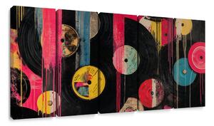 5-delna slika retro vinilne plošče