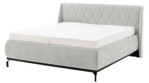 OBLAZINJENA POSTELJA 200 cm x 180 cm , tekstil, leseni material rjavosiva
