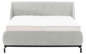 OBLAZINJENA POSTELJA 200 cm x 180 cm , tekstil, leseni material rjavosiva