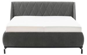 OBLAZINJENA POSTELJA 200 cm x 180 cm , tekstil, leseni material siva
