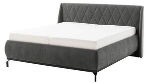 OBLAZINJENA POSTELJA 200 cm x 180 cm , tekstil, leseni material siva