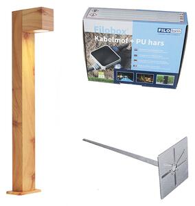 Zunanja svetilka aluminijasta z lesnim potiskom s talnim trnom in kabelsko uvodnico 65cm IP44 - Baleno