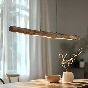 Lindby LED-visoka svetilka Nekala, črna, les, dolžina 120 cm, zatemnjen, Les, Dnevna soba / jedilnica, Les, Skandinavski