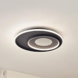 Lindby LED stropna svetilka Inessa, Ø 51 cm, črna, CCT, z možnostjo zatemnitve, zatemnjen, Črna, Dnevna soba / jedilnica, Kovina, Sodobni