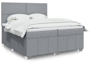 VidaXL Box spring postelja z vzmetnico svetlo siva 200x200 cm blago