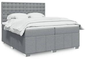 VidaXL Box spring postelja z vzmetnico svetlo siva 200x200 cm blago