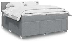 VidaXL Box spring postelja z vzmetnico svetlo siva 200x200 cm blago