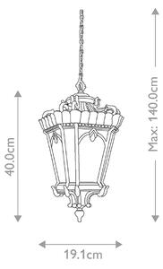 Zunanja viseča svetilka Tournai, Ø 19 cm, bron, aluminij, steklo