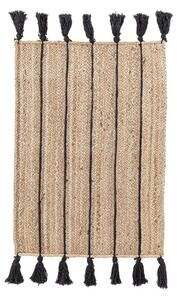 Črna/v naravni barvi ročno tkana preproga iz jute 60x90 cm Jalaja – Bizzotto