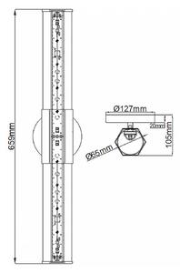 LED stensko kopalniško svetilo Facet Dual, krom, 2 luči, širina 66 cm