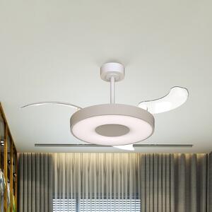 Mantra Iluminación Pametni LED stropni ventilator Coin Mini, bež/bel, DC, tih, zatemnjen, Bež, Dnevna soba / jedilnica, Kovina, Sodobni
