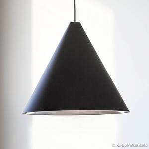 FLOS String light viseča svetilka, 12 m kabel, stožec, zatemnjen, Črna, Dnevna soba / jedilnica, Aluminij, Dizajn