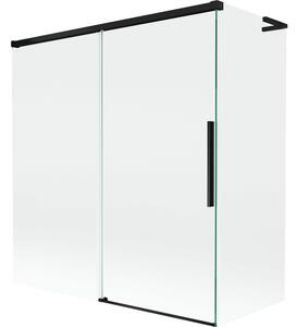 Mexen Rox L dvojna kopalna zaslona za kopalnico 150 + 70 x 150 cm, prozorna, črna - 8C9L-150-070-70-00