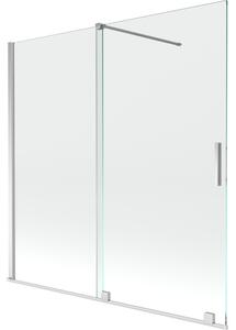 Mexen Velar dvojna zložljiva kopalniška pregrada 160 x 150 cm, prozorna, krom - 896-160-000-01-01