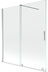 Mexen Velar 2-delna raztegljiva kopalniška zaslonka 150 x 150 cm, prozorna, krom - 896-150-000-01-01