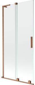 Mexen Velar L kopalniška kopalniška pregrada s 2 krili, drsna 90 x 150 cm, prozorna, brušen baker - 896-090-003-01-65