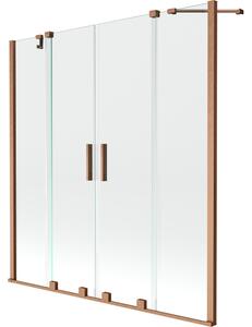Mexen Velar Duo kopalna paravana z dvema krilnimi drsnimi 160 x 150 cm, prosojna, brušena medenina - 896-160-000-02-65