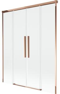 Mexen Rox dvojno krilna drsna kopalniška stena 160 x 150 cm, prosojna, rožnato zlato - 8C9-160-002-60-00