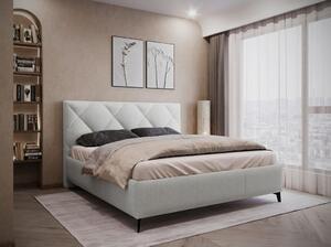 OBLAZINJENA POSTELJA 180 cm x 200 cm , tekstil svetlo siva