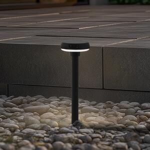 Lindby Solar LED zemeljska svetilka Brinca, črna, PC, senzor, Črna, Plastika, Sodobni