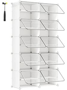 Organizator za čevlje KIMBERLY, 10 škatel, bela/prozorna SongmicsHome