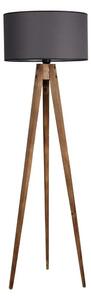 Črna/rjava stoječa svetilka s tekstilnim senčilom (višina 153 cm) Tripod – Opviq lights