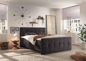 POSTELJA Z VZMETNICO 180 cm x 200 cm , tekstil, leseni material temno rjava