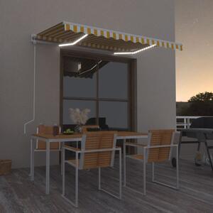 VidaXL Avtomatska tenda LED + senzor 350x250 cm rumeno/bela