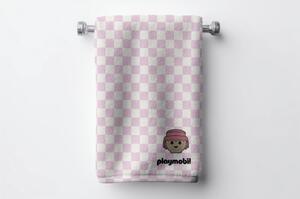 Rožnata bombažna otroška brisača 75x140 cm Checkerboard – Playmobil