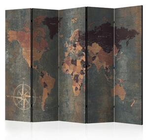 Artgeist Paravan Map In Browns And Greys, 5-Delni, Enostranski