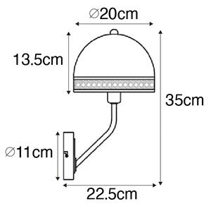 Orientalska stenska svetilka bela z ratanom 20 cm - Magna Rattan