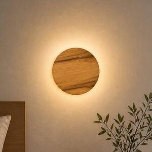 Elobra LED-stenna svetilka Havana S, hrastov les/kovina, Ø 19 cm, IP44, Les, Kopalnica, Les