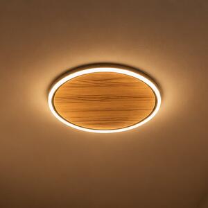 Elobra LED-stropna svetilka Havana S, hrastov les/kovina, Ø 38 cm, zatemnjen, Les, Dnevna soba / jedilnica, Les