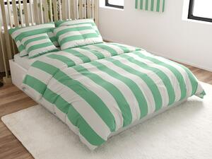 Bombažna posteljnina STRIPES bela-zelena Dimenzije posteljnine: 70 x 90 cm | 140 x 200 cm