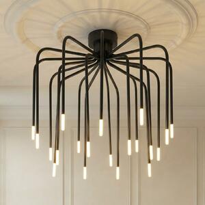 Lucande LED-stropna svetilka Ariadne, Ø57 cm, mat črna, 20-žarilna, zatemnjen, Črna, Dnevna soba / jedilnica, Kovina, Sodobni
