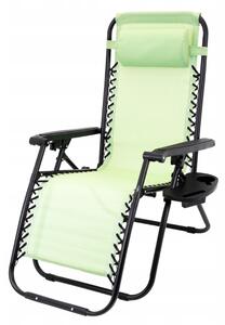 Vrtni ležalnik z držalom za pijačo, zeleni