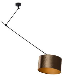 Viseča svetilka črna z bronastim žametnim senčilom 35 cm - Blitz