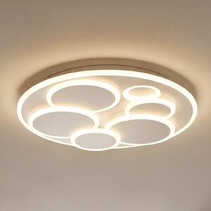 FISCHER & HONSEL LED stropna svetilka Dots, bela, Ø 50 cm, kovina/akril, CCT, zatemnjen, Bela, Dnevna soba / jedilnica, Kovina, Sodobni