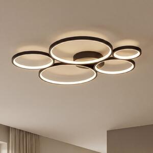Trio Lighting Stropna svetilka Rondo LED, mat črna, zatemnjen, Črna, Dnevna soba / jedilnica, Kovina, Sodobni
