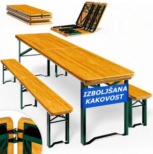 Zložljiva pivska garnitura, MAXI, 220 cm, naravna rjava Jurhan