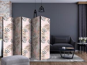 Artgeist Paravan Pink Palm Leaves I, 5-Delni, Dvostranski