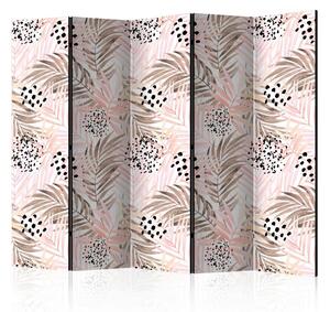 Artgeist Paravan Pink Palm Leaves I, 5-Delni, Dvostranski