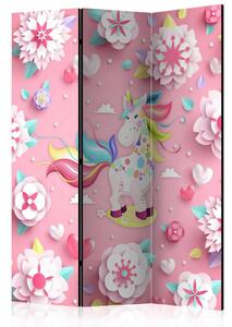 Artgeist Paravan Unicorn On Flowerbed, 3-Delni, Dvostranski