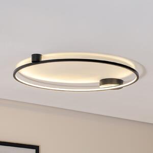 Milagro Lighting LED stropna svetilka Saturno, črna, Ø 80 cm, kovina, 4.000 K, Črna, Dnevna soba / jedilnica, Aluminij, Sodobni