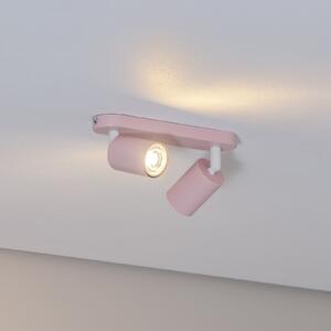 TK Lighting Stropna svetilka Livia, roza, 35 cm, 2-svetlobna, kovina, GU10, zatemnjen, Roza / rosé, Otroška soba, Kovina