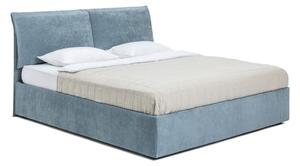 Modra oblazinjena zakonska postelja s prostorom za shranjevanje z letvenim dnom 160x200 cm Thessa Pillow – Bonami Selection