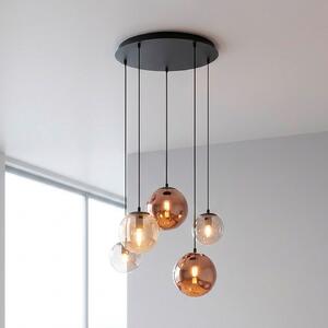 JUST LIGHT. GmbH Visoka svetilka Shiny, s 5 žarnicami, okrogla, večbarvna, steklo, E14, zatemnjen, Črna, Dnevna soba / jedilnica, Steklo, Obeski v svežnju
