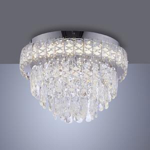 JUST LIGHT. GmbH LED stropna svetilka Kulunka, krom/prozorna, železo/steklo, 4.000 K, Krom, Dnevna soba / jedilnica, Nerjaveče jeklo