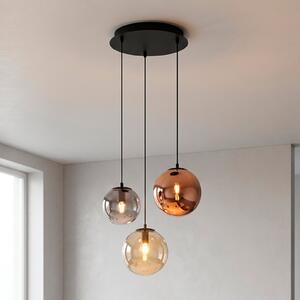 JUST LIGHT. GmbH Visoka svetilka Shiny, s tremi žarnicami, okrogla, večbarvna, steklo, E14, zatemnjen, Črna, Dnevna soba / jedilnica, Steklo, Obeski v svežnju